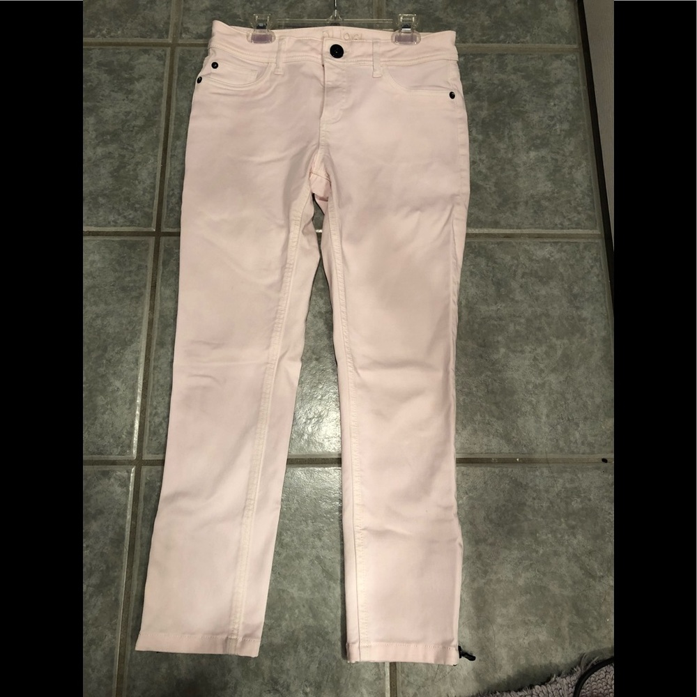 DL1961 Light Pink Jeans with black ankle Zips